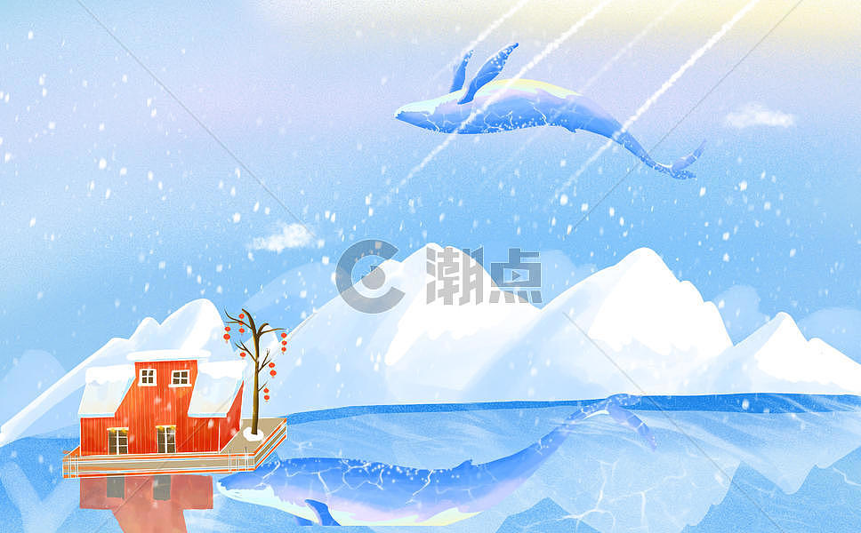雪山的鲸图片素材免费下载