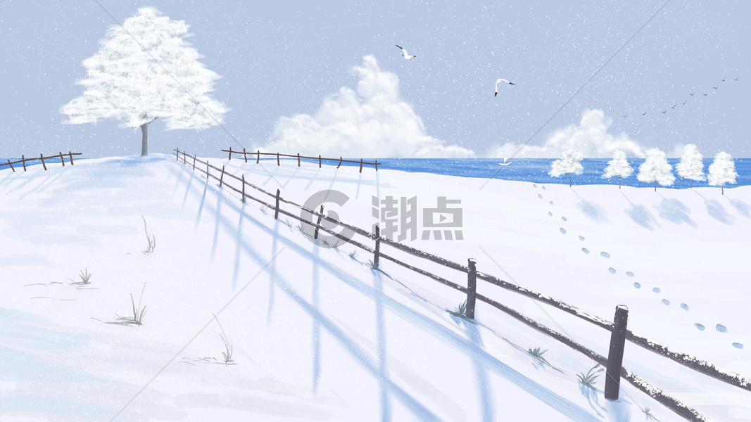 冬季雪地插画图片素材免费下载
