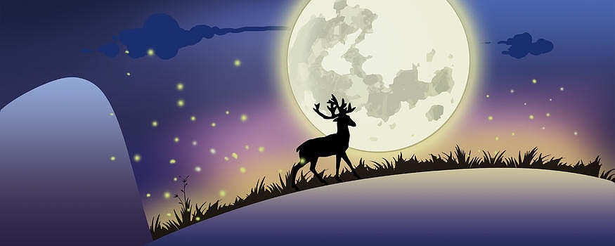 月光下的麋鹿图片素材免费下载