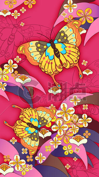 中国风蝴蝶插画图片素材免费下载