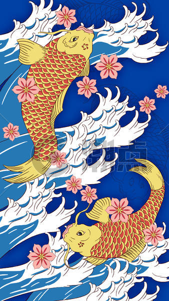 中国风金鱼插画图片素材免费下载