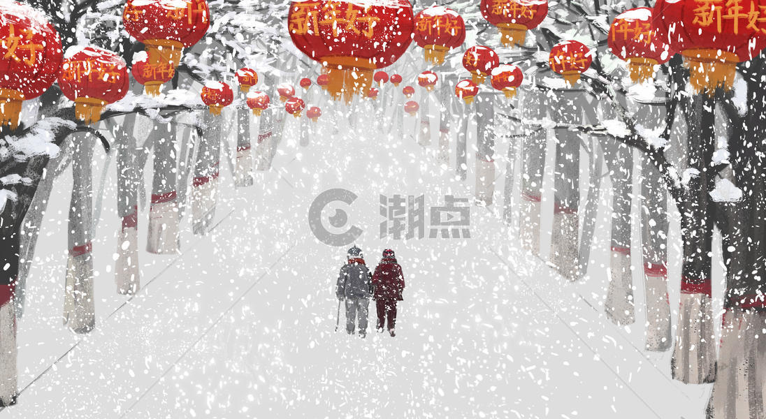 新年雪景图片素材免费下载