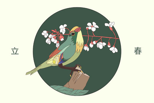 立春小鸟插画图片素材免费下载
