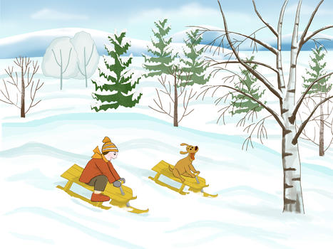 寒假玩雪橇图片素材免费下载