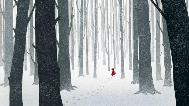 雪中树林女孩图片素材免费下载