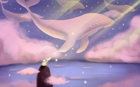 紫色梦幻鲸鱼图片素材免费下载