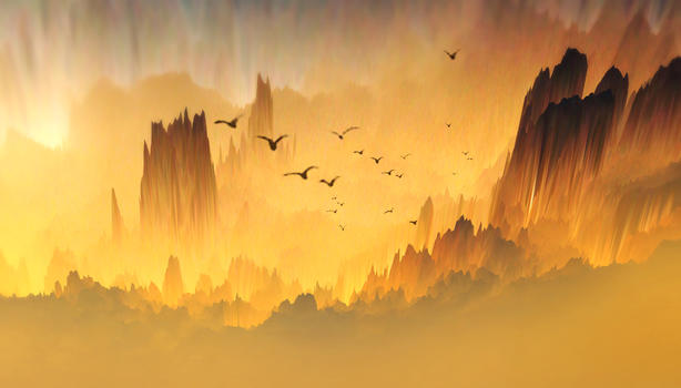峡谷夕阳风景图图片素材免费下载