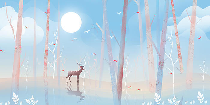 森林月光的鹿图片素材免费下载