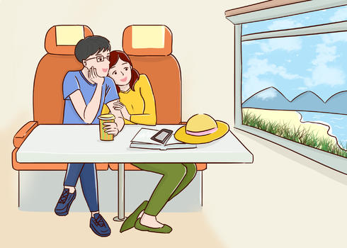 坐在火车上看窗外风景图片素材免费下载