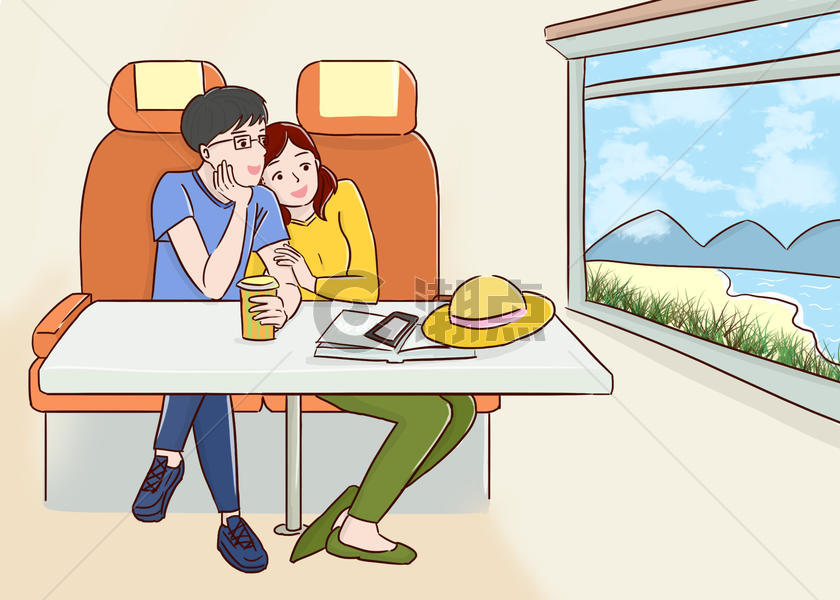 坐在火车上看窗外风景图片素材免费下载