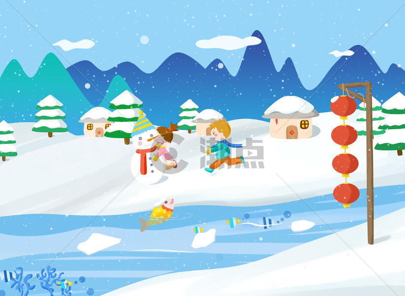 卡通雪景图片素材免费下载