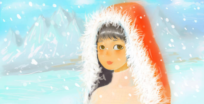 女孩与雪图片素材免费下载