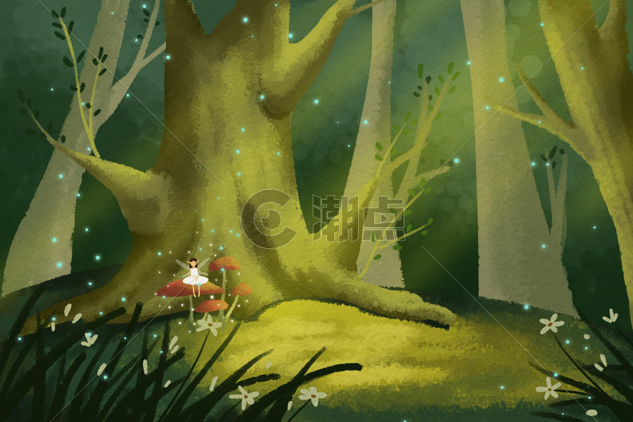 森林场景插画图片素材免费下载