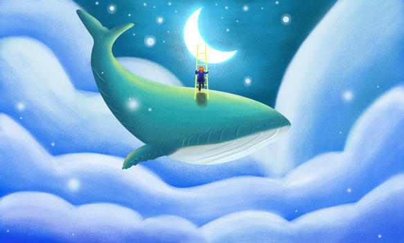 鲸上摘月图片素材免费下载