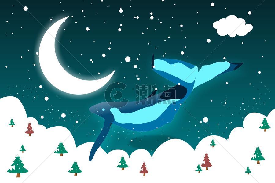 鲸鱼梦幻主题插画图片素材免费下载