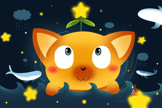 梦幻猫咪插画图片素材免费下载