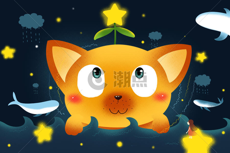 梦幻猫咪插画图片素材免费下载