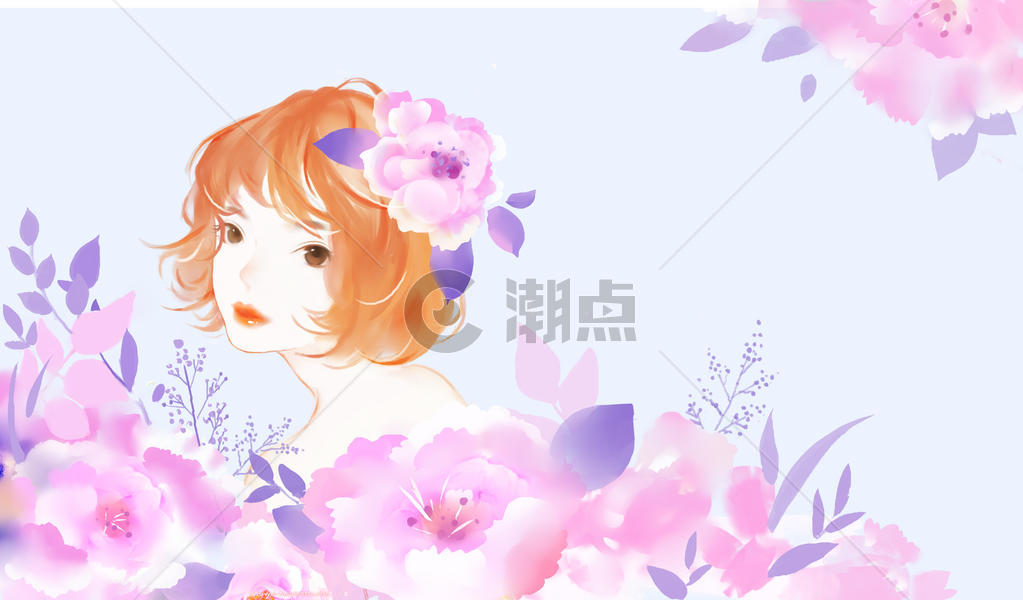 女生节唯美花卉插画图片素材免费下载