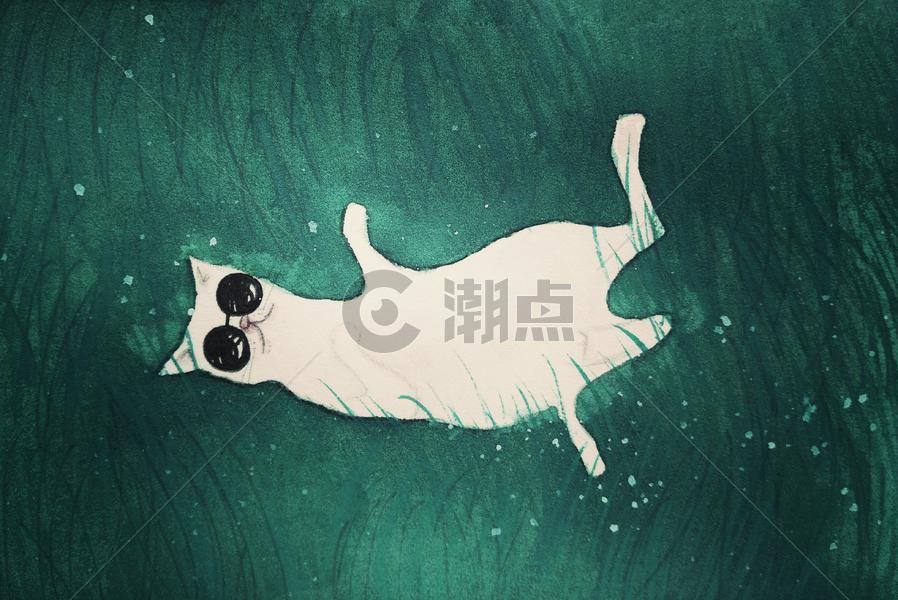 猫咪背景插画图片素材免费下载