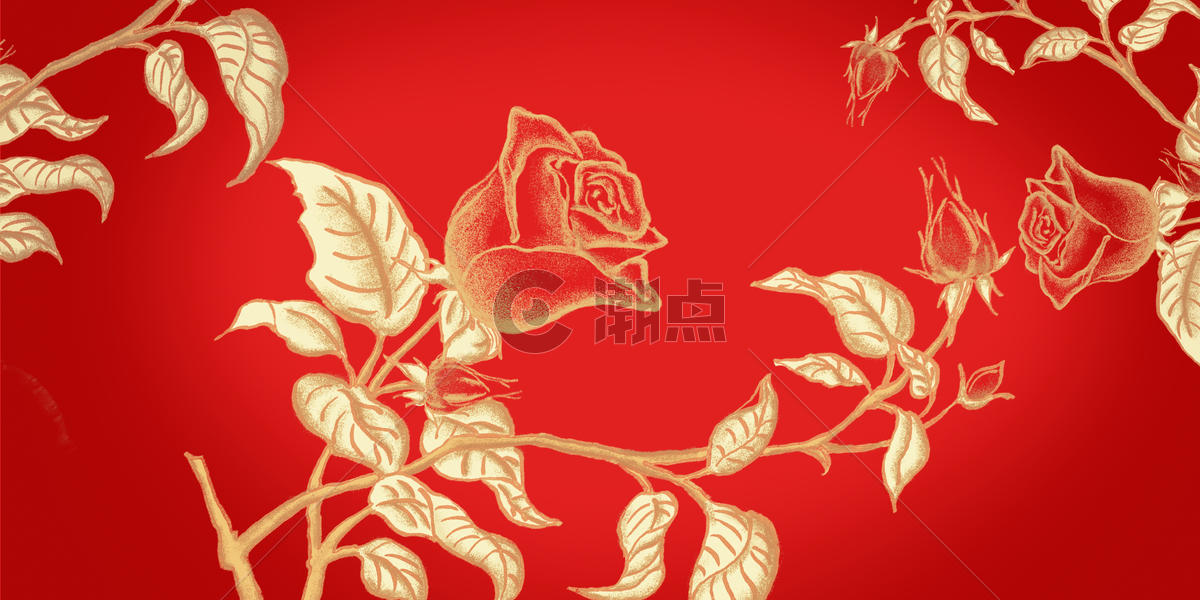 复古玫瑰背景插画图片素材免费下载