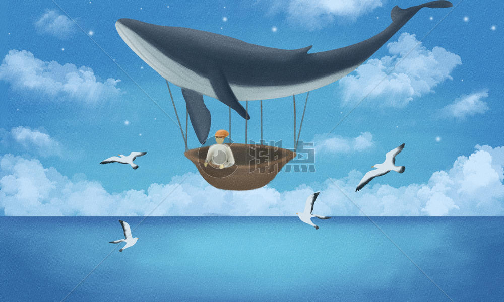 小男孩与鲸鱼图片素材免费下载