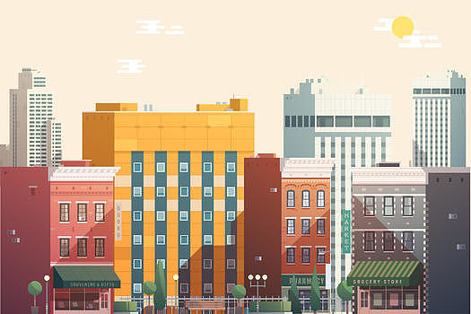 卡通矢量城市建筑图片素材免费下载