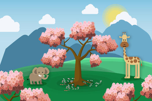 春季风景插画图片素材免费下载