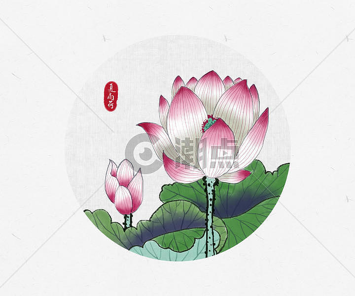 荷花中国风水墨画图片素材免费下载