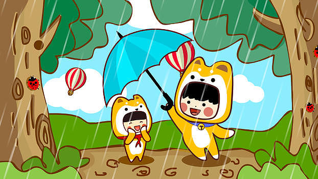 卡通谷雨节气插画图片素材免费下载