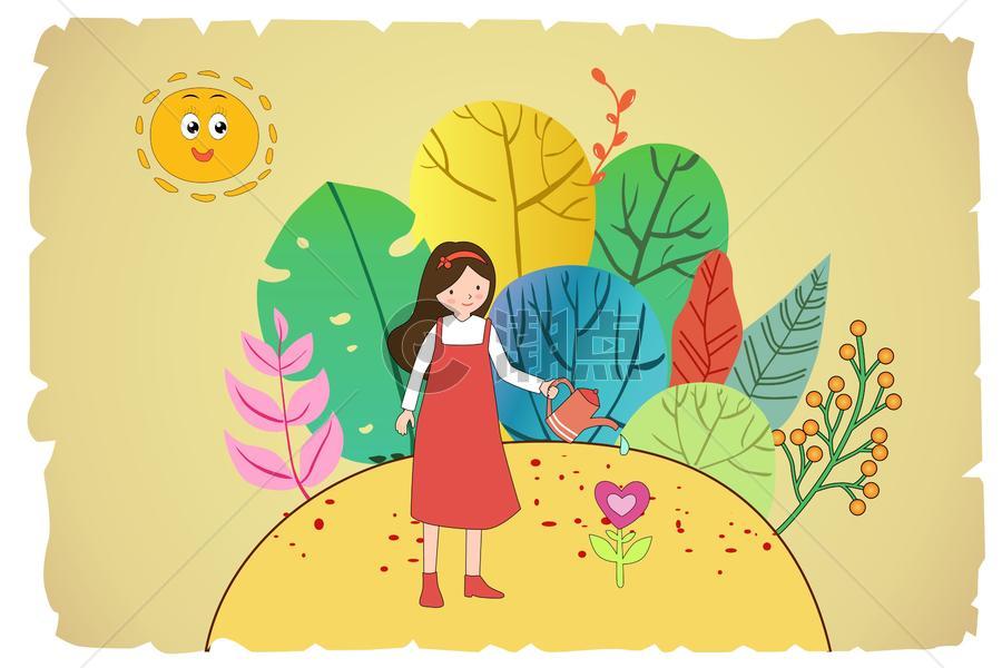 植树节儿童插画图片素材免费下载