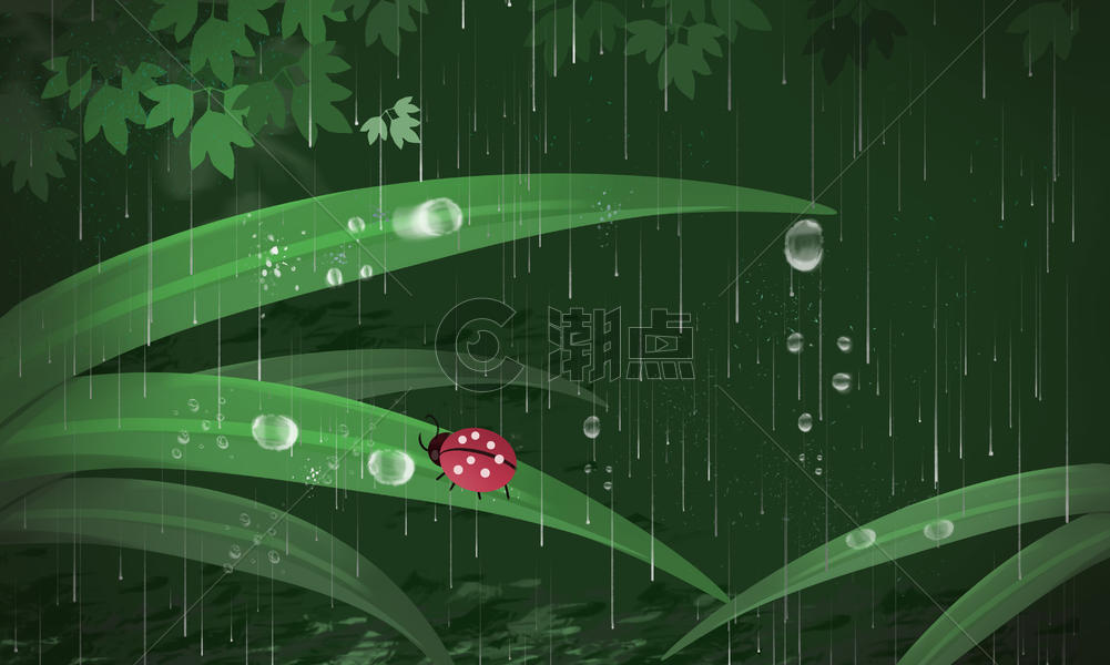 雨水谷雨节气插画壁纸图片素材免费下载