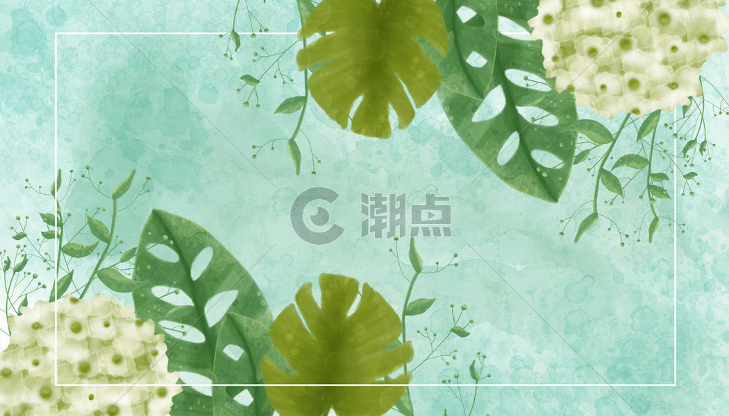 水彩叶子植物背景图片素材免费下载