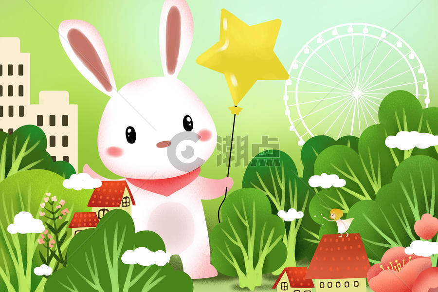春天里的小白兔图片素材免费下载