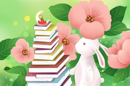 兔子和书的世界图片素材免费下载