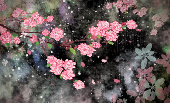 樱花夜背景素材壁纸图片素材免费下载
