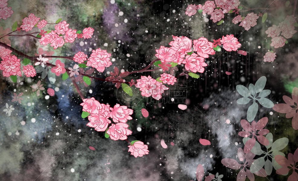 樱花夜背景素材壁纸图片素材免费下载