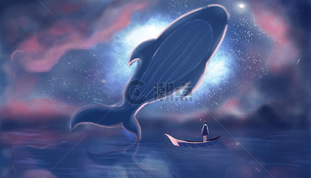 星空中的鲸鱼图片素材免费下载