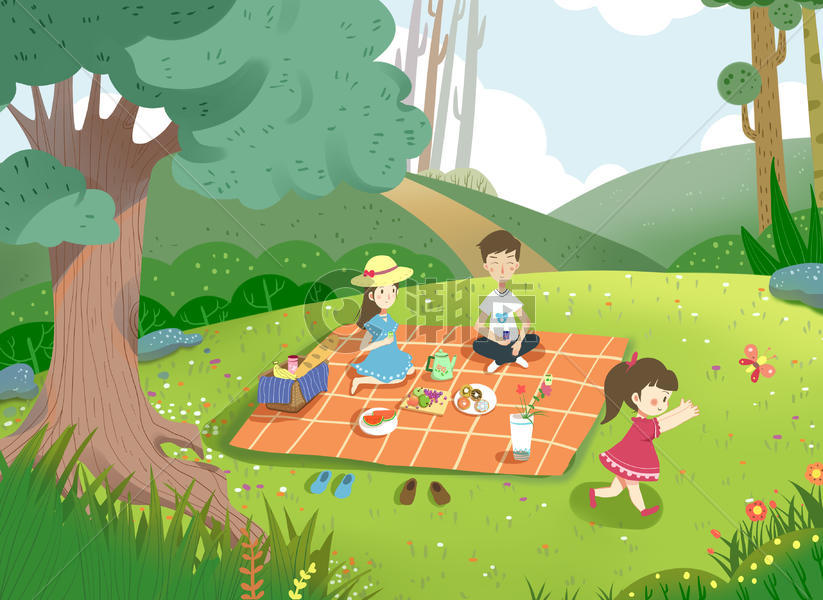一家人野餐图片素材免费下载