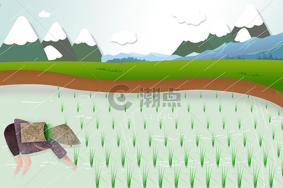 插秧农作谷雨插画图片素材免费下载