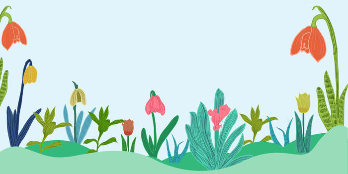 春天鲜花绿叶背景图片素材免费下载