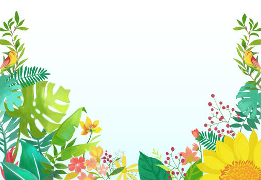 手绘花朵绿植元素图片素材免费下载