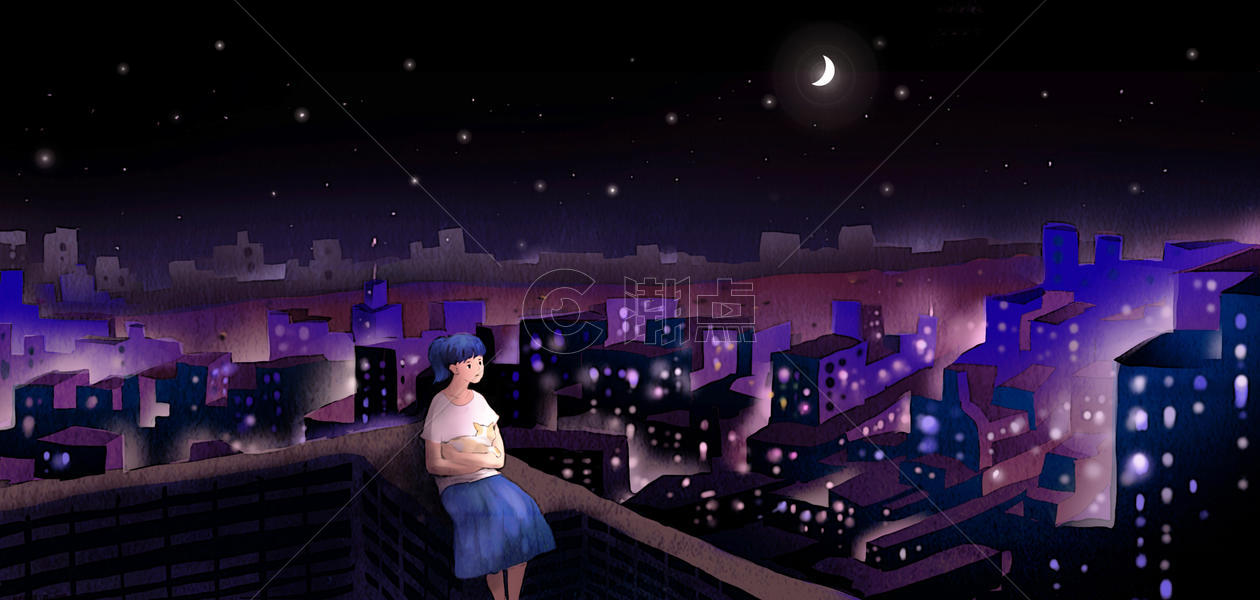 城市夜景插画图片素材免费下载