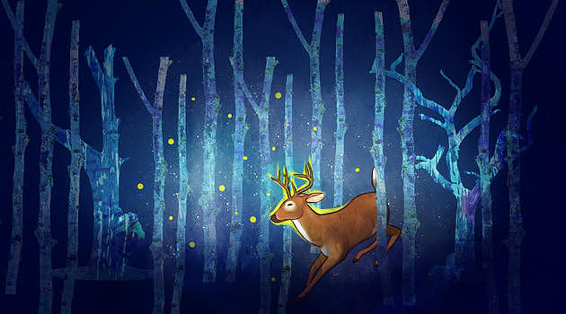 森林奇幻麋鹿插画图片素材免费下载