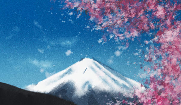 樱花富士山图片素材免费下载