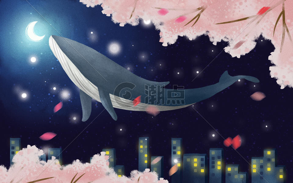 夜晚的城市巨鲸图片素材免费下载