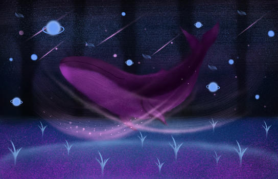 梦幻星空下的鲸鱼图片素材免费下载