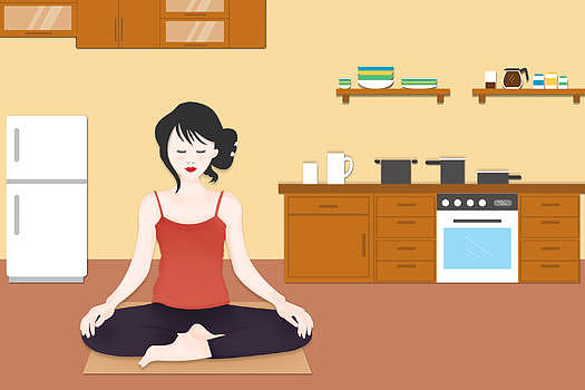 室内瑜伽运动插画图片素材免费下载