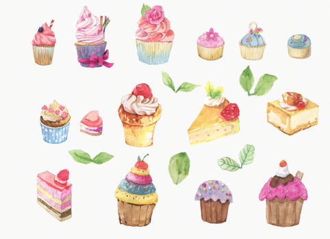 水彩蛋糕甜点图片素材免费下载