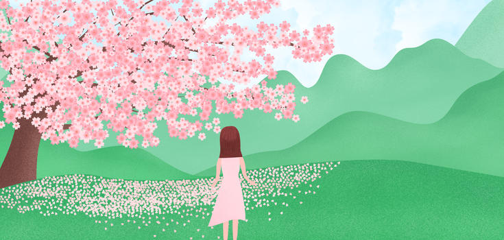 春天山上樱花图片素材免费下载