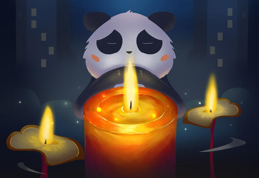 熊猫默哀祈祷插画图片素材免费下载